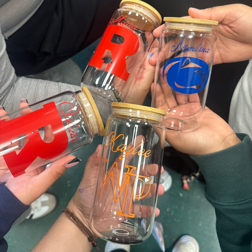 Custom College Commitment Glasses w/ Bamboo Lid and Metal Straw